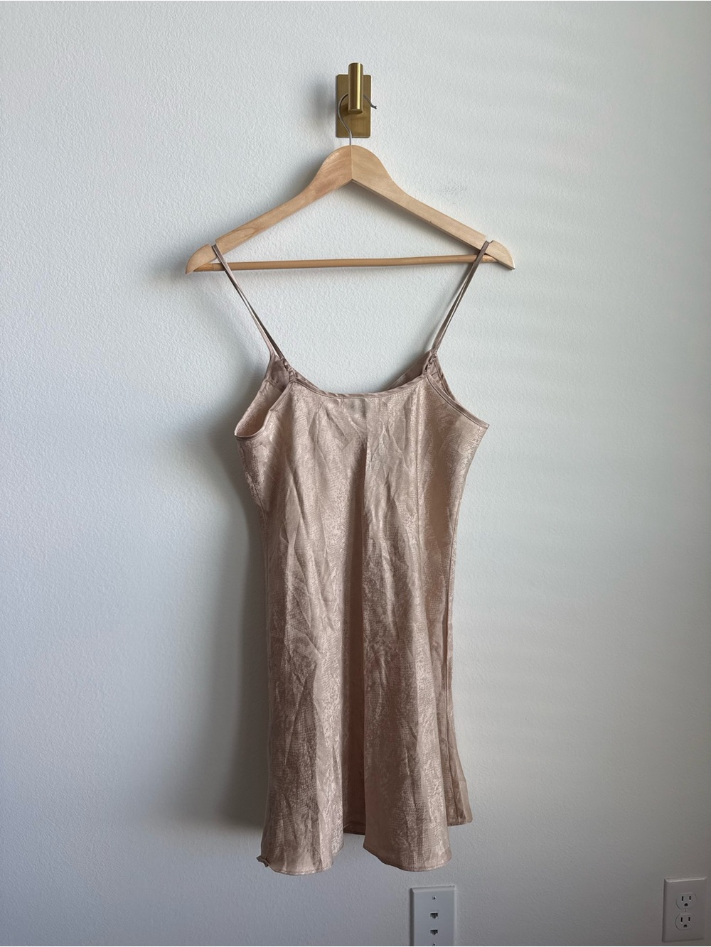 Vintage BG Lingerie Champagne Satin Snake Print Slip Dress Nightgown OS - Picture 8 of 9